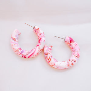 Rose Gold Terrazzo - Medium Hoops