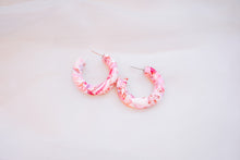 Load image into Gallery viewer, Rose Gold Terrazzo - Medium Hoops
