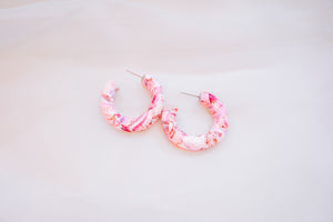 Rose Gold Terrazzo - Medium Hoops