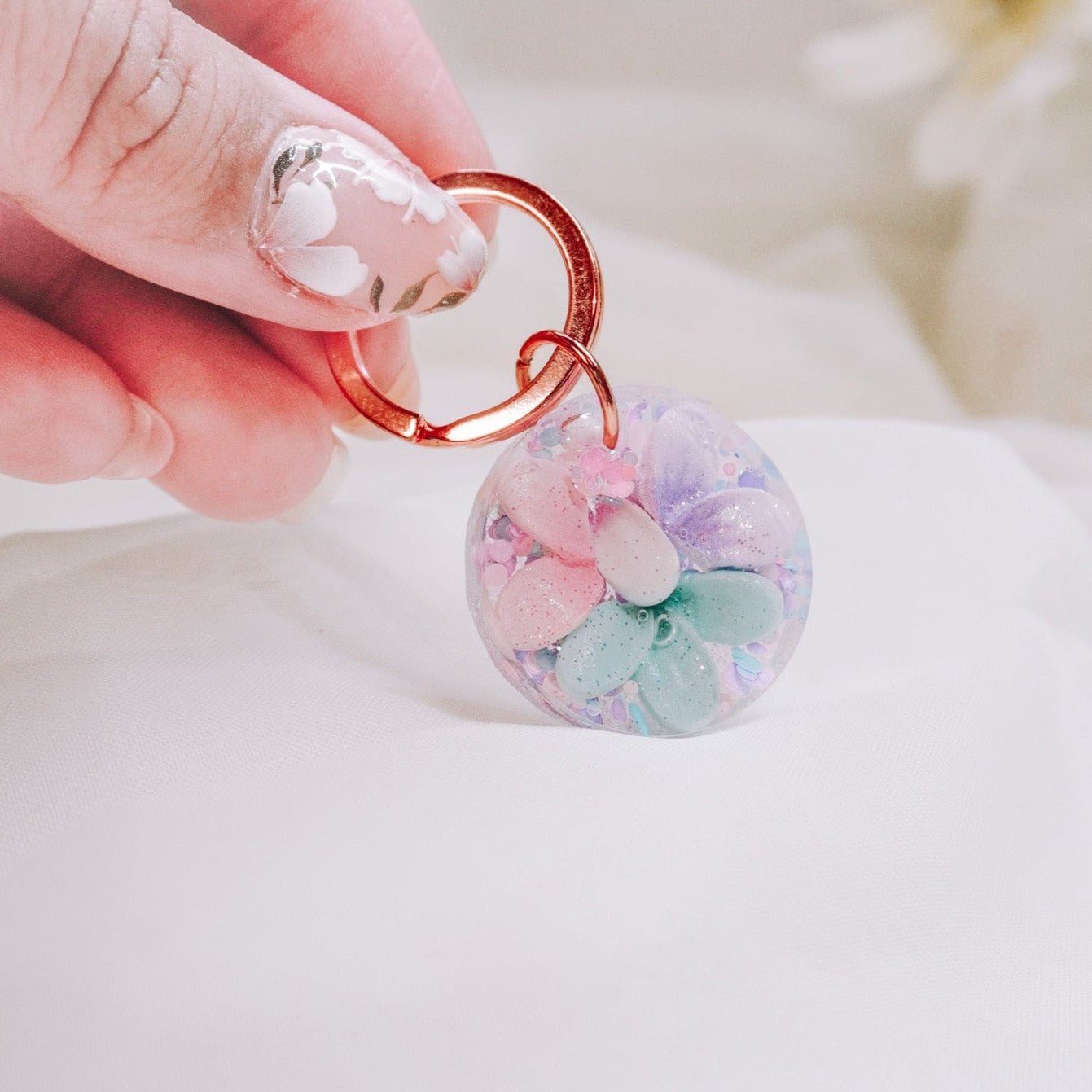 Pastel Tropicana - Rose Gold Keyring